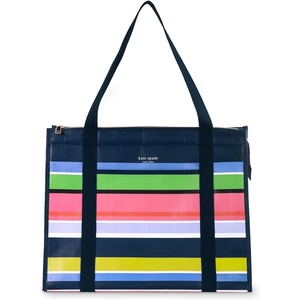 image:imagekate spade new york Reusable Shopping Bag Insulated Grocery Tote with Shoulder Straps Large Collapsible Tote Cooler Sunny Day Stripe