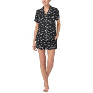 image:imagekate spade new york Short Sleeve Brushed Jersey Notch Boxer Pajama SetBold Bows