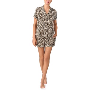 image:imagekate spade new york Short Sleeve Brushed Jersey Notch Boxer Pajama SetClassic Animal