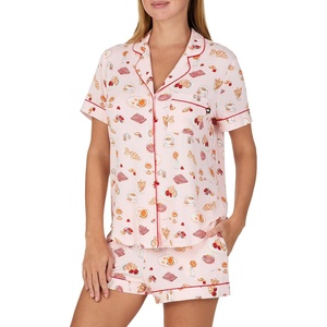 image:imagekate spade new york Short Sleeve Brushed Jersey Notch Boxer Pajama SetCoffee and Croissants