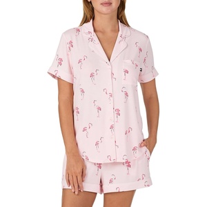 image:imagekate spade new york Short Sleeve Brushed Jersey Notch Boxer Pajama SetFlamingo Cove