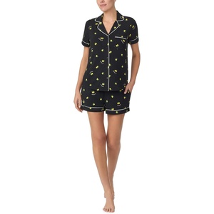 image:imagekate spade new york Short Sleeve Brushed Jersey Notch Boxer Pajama SetLemons