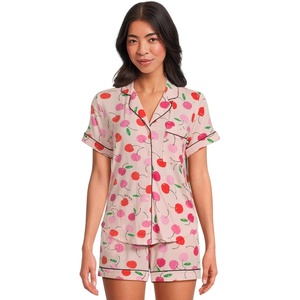 image:imagekate spade new york Short Sleeve Brushed Jersey Notch Boxer Pajama SetPink Multi