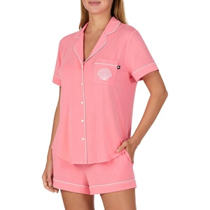 image:imagekate spade new york Short Sleeve Brushed Jersey Notch Boxer Pajama SetSalmon Pink
