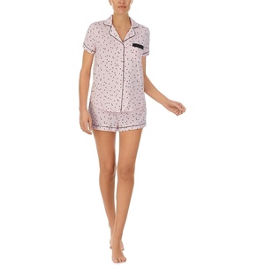 image:imagekate spade new york Short Sleeve Brushed Jersey Notch Boxer Pajama SetScattered Pink Dot