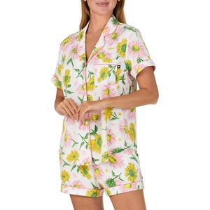 image:imagekate spade new york Short Sleeve Brushed Jersey Notch Boxer Pajama SetSunflower Toss