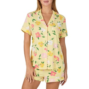 image:imagekate spade new york Short Sleeve Brushed Jersey Notch Boxer Pajama SetSunset Garden