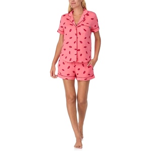 image:imagekate spade new york Short Sleeve Brushed Jersey Notch Boxer Pajama SetThousand Kisses