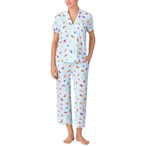 image:imagekate spade new york Short Sleeve Cropped PJ SetBlue Grid