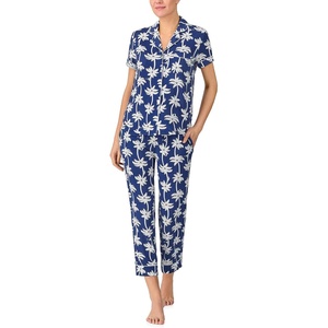 image:imagekate spade new york Short Sleeve Cropped Pant PJ SetNavy Palm Trees