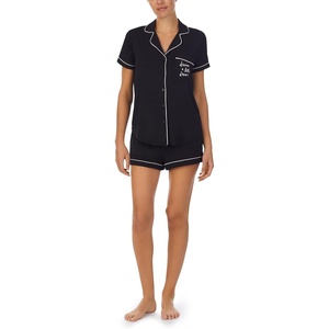 image:imagekate spade new york Short Sleeve Knit Shorty Pj SetBlack