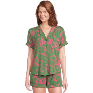 image:imagekate spade new york Short Sleeve Knit Shorty Pj SetPink Foliage