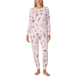 image:imagekate spade new york Womens 2Piece Long Sleeve Crew Neck Top amp Jogger Pants Pajama Lounge Set Velour Drawstring WaistHoliday Party