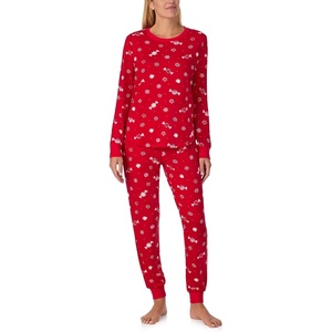 image:imagekate spade new york Womens 2Piece Long Sleeve Crew Neck Top amp Jogger Pants Pajama Lounge Set Velour Drawstring WaistPeppermint Dot