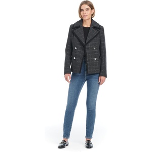 image:imagekate spade new york Womens Doublebreasted Sparkle Plaid Blazer JacketGrey