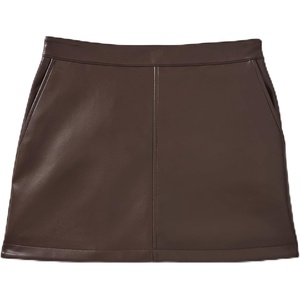 image:imagekate spade new york Womens Faux Nappa Mini SkirtHot Fudge