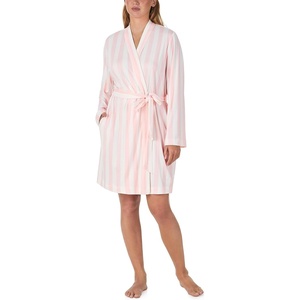 image:imagekate spade new york Womens Jersey Knit Bathrobe  Long Sleeve Above Knee Length Robe  Sleepwear amp LoungewearPastry Pink Cabana Stripe