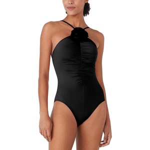 image:imagekate spade new york Womens Rosette Highneck One Piece SwimsuitBlack