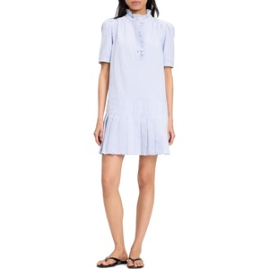 image:imagekate spade new york Womens Seersucker Pleated Shirt DressDiamond BlueFresh White