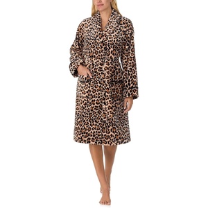 image:imagekate spade new york Womens Shawl Collar Plush Robe Chenille Plush Belt Tie Closure Long Sleeves 42 Length Soft amp CozyClassic Leopard