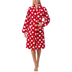 image:imagekate spade new york Womens Shawl Collar Plush Robe Chenille Plush Belt Tie Closure Long Sleeves 42 Length Soft amp CozyRed Dream Dot