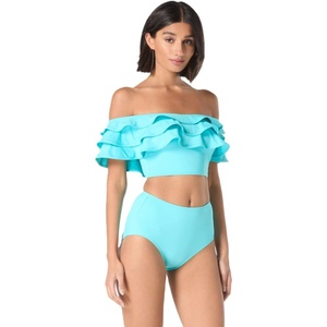 image:imagekate spade new york Womens Solid Ruffle Bandeau TopBlue