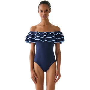image:imagekate spade new york Womens Solid Ruffle One PiecePlanetary Navy