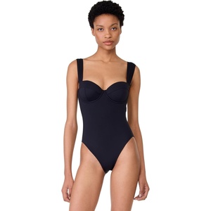 image:imagekate spade new york Womens Solid Underwire One Piece SwimsuitBlack