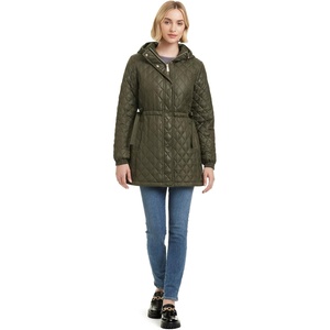 image:imagekate spade new york Womens Water Resistant Quilted Hooded Jacket With Adjustable WaistNew Dark Olive