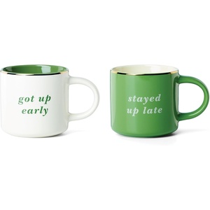 image:imagekate spade new york Yawn amp ZZZ Mugs Set of 2 BlackGot Up EarlyStay Up Late