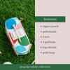 image:imageKate Spade New York Womens Golf Set  3 Wooden Tees amp 3 Balls With Zipper Pouch Gold Clasp Secures to Bag Golfball Pattern Mini