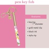 image:imagekate spade new york Colorful Metal Ink Pen Key Fob Black Ink Ballpoint Keychain Pen Joyful GardenJoyful Garden