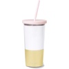 image:imagekate spade new york GoldBlush Pink Bridal Insulated Tumbler with Reusable Straw 20 Ounce Travel Cup I Do Gold