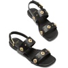 image:imagekate spade new york Spade Flower Stud Pebbled Leather Flat SandalsBlack