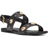 image:imagekate spade new york Spade Flower Stud Pebbled Leather Flat SandalsBlack