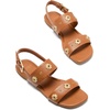 image:imagekate spade new york Spade Flower Stud Pebbled Leather Flat SandalsSaddle