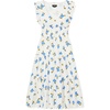 image:imagekate spade new york Womens Painterly Bouquet Flutter Sleeve Tiered Midi DressDiamond BlueFresh White