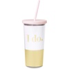image:imagekate spade new york GoldBlush Pink Bridal Insulated Tumbler with Reusable Straw 20 Ounce Travel Cup I Do Gold