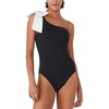 image:imagekate spade new york Womens Solid Bow One Shoulder One PieceBlack