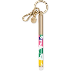 image:imagekate spade new york Colorful Metal Ink Pen Key Fob Black Ink Ballpoint Keychain Pen Joyful GardenPainterly Bouquet