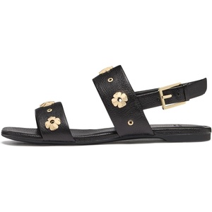 image:imagekate spade new york Spade Flower Stud Pebbled Leather Flat SandalsBlack