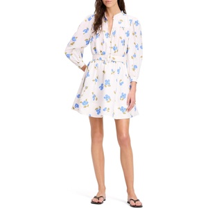 image:imagekate spade new york Womens Painterly Bouquet Belted Shirt DressMuted SapphireCream