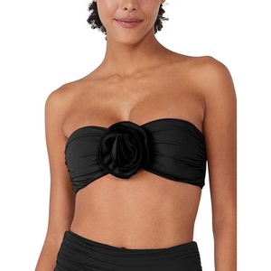 image:imagekate spade new york Womens Rosette Bandeau Bikini TopBlack