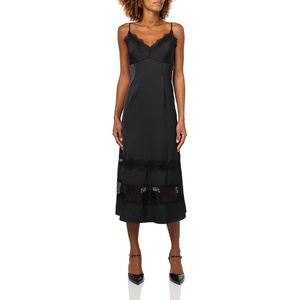 image:imagekate spade new york Womens Satin Slip Dress With Lace TrimBlack