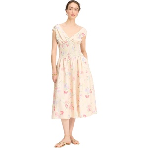 image:imagekate spade new york Womens Whimsical Garden Smocked Midi DressAntique Pearl