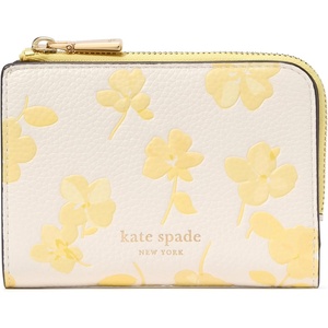 image:imagekate spade new york womens Ava Pebbled Leather Zip Bifold WalletSpring Pansies Yuzu Jam Multi
