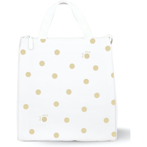 image:imagekate spade new york Insulated Lunch Tote Mini Golf  Cute Insulated Soft Cooler Bag Adult Lunch Box with Silver Thermal Interior Lining and Mesh Storage PocketGold Dot with Script