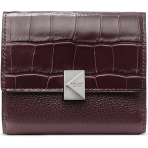 image:imagekate spade new york Deco Croc Embossed Mixed Material Small Flap Wallet