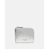 image:imagekate spade new york Mini Zip Card Case Suede Mini Zip Card CaseMetallic Crinkle Silver