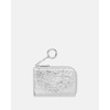image:imagekate spade new york Mini Zip Card Case Suede Mini Zip Card CaseMetallic Crinkle Silver